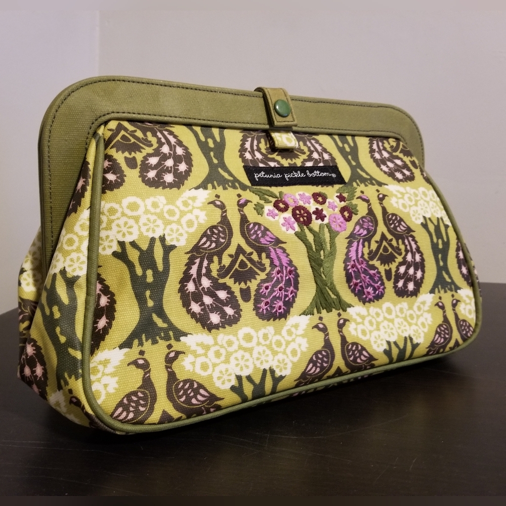 Petunia Pickle Bottom Green Purple Peacock Baby Diaper Bag Ornate Design New - Picture 2 of 8